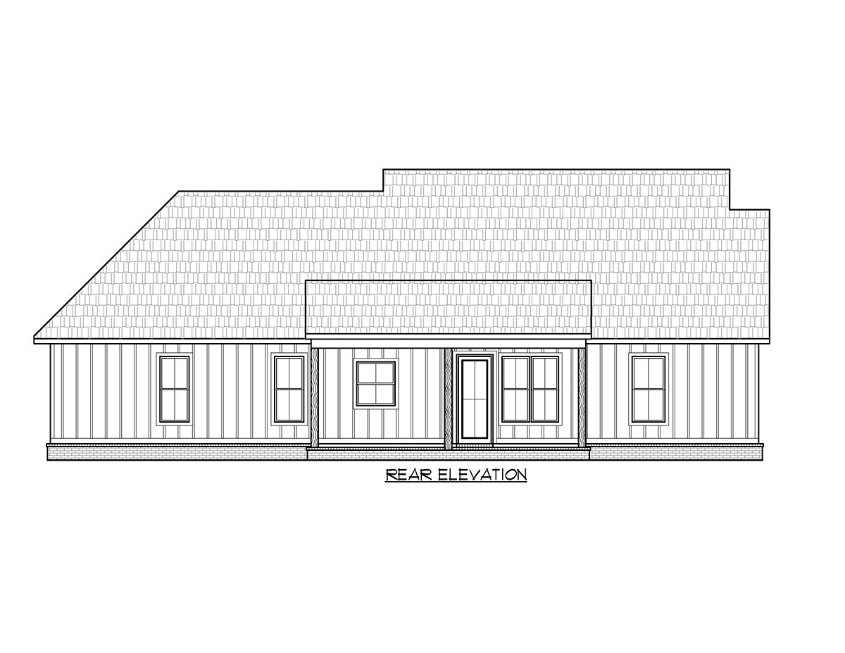 Craftsman Farmhouse Rear Elevation of Plan 41468