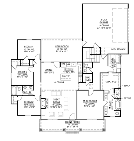 House Plan 41469 First Level Plan