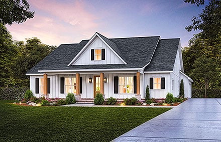 Craftsman, Farmhouse, New American Style House Plan 41469 with 4 Beds, 3 Baths, 2 Car Garage