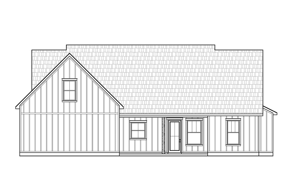 Craftsman Farmhouse New American Style Rear Elevation of Plan 41469