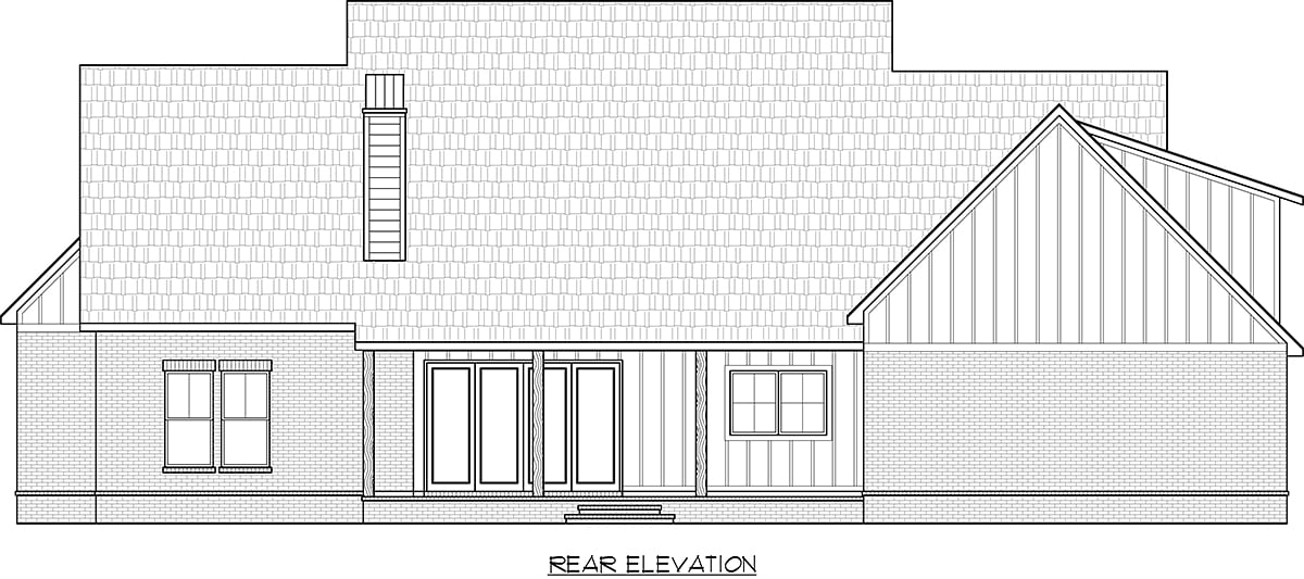Country Farmhouse New American Style Rear Elevation of Plan 41471
