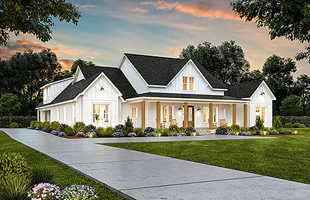 Country, Farmhouse House Plan 41472 with 3 Beds, 3 Baths, 2 Car Garage