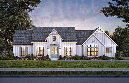 Farmhouse House Plan 41475 with 4 Beds, 3 Baths, 3 Car Garage