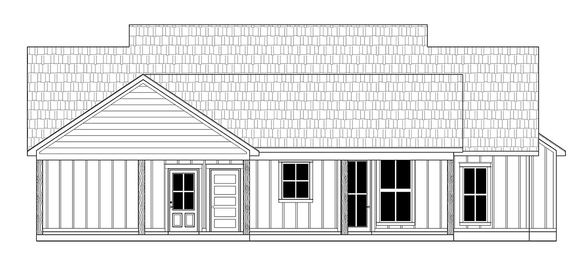 Country Farmhouse Traditional Rear Elevation of Plan 41477