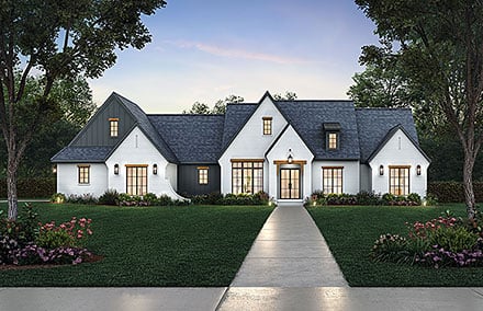 Farmhouse House Plan 41480 with 4 Beds, 3 Baths, 3 Car Garage