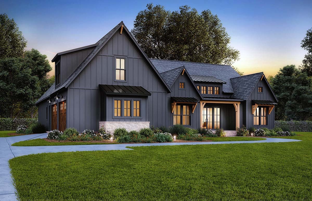 Craftsman, Farmhouse Plan with 2578 Sq. Ft., 4 Bedrooms, 4 Bathrooms, 3 Car Garage Picture 2