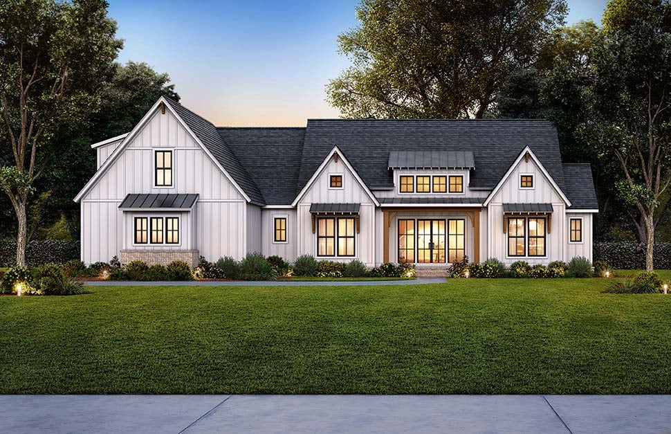 Craftsman, Farmhouse Plan with 2578 Sq. Ft., 4 Bedrooms, 4 Bathrooms, 3 Car Garage Picture 4