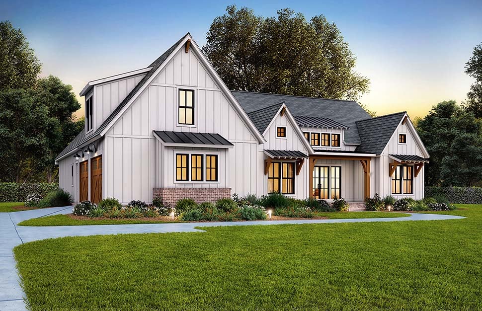 Craftsman, Farmhouse Plan with 2578 Sq. Ft., 4 Bedrooms, 4 Bathrooms, 3 Car Garage Picture 5