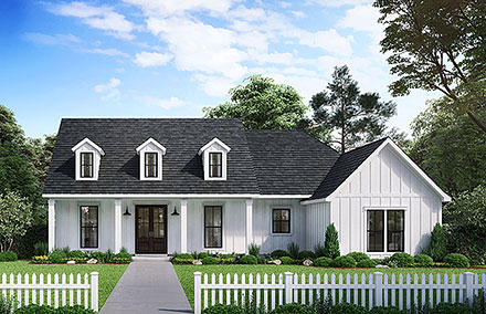Country Farmhouse Southern Elevation of Plan 41488