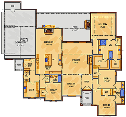 House Plan 41501 First Level Plan