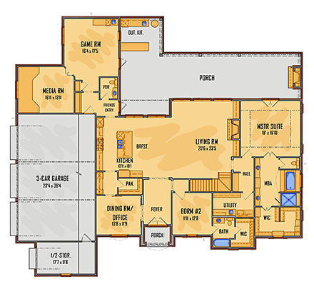 House Plan 41503 First Level Plan