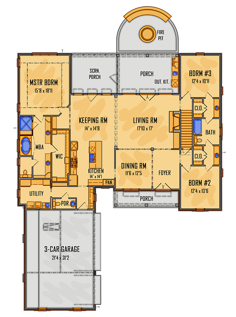 Colonial European Southern Level One of Plan 41504