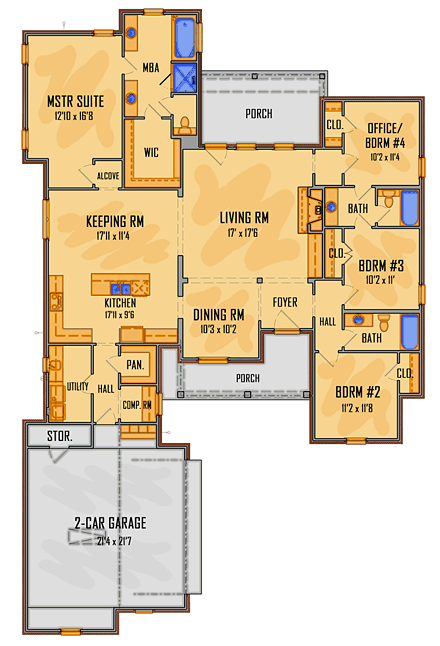 House Plan 41511 First Level Plan