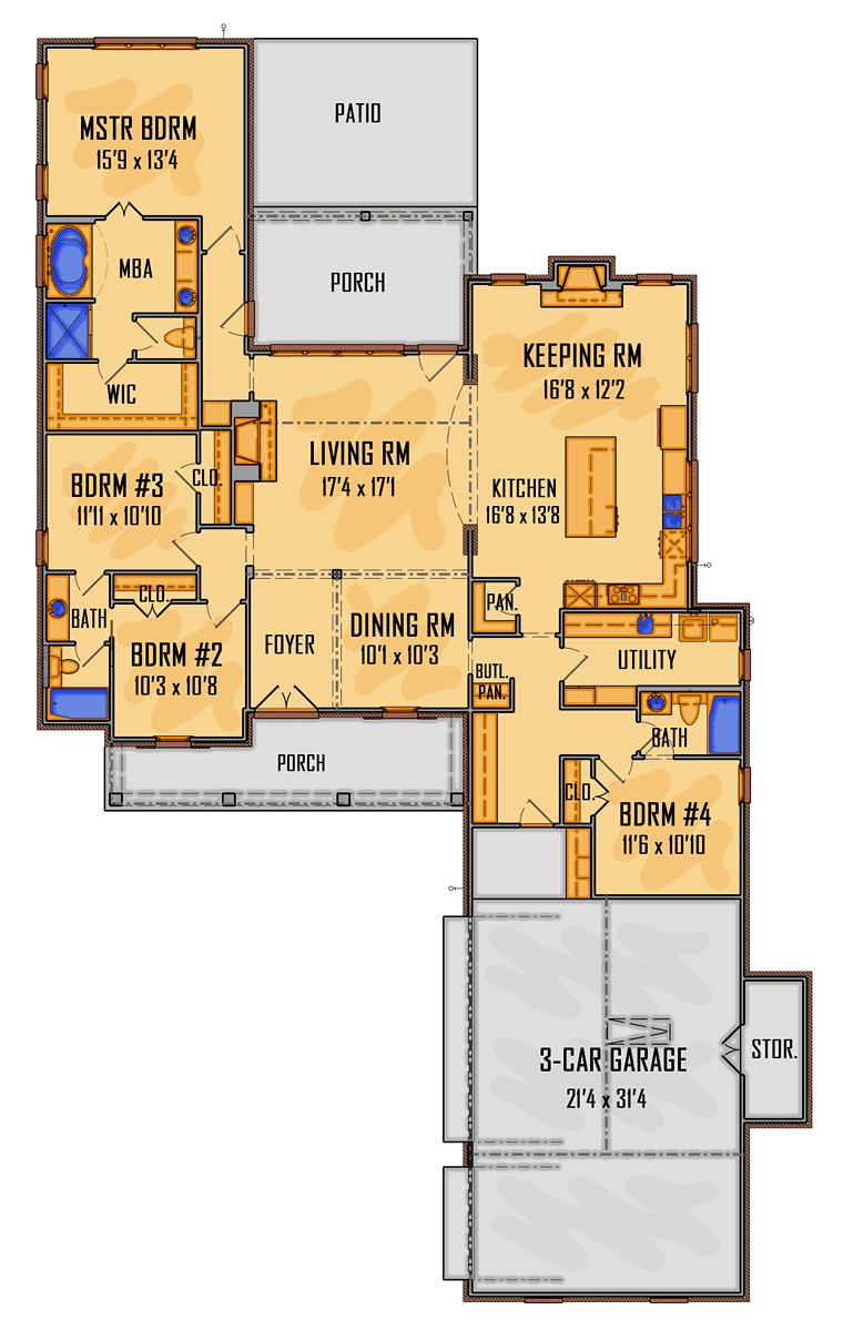 Colonial European Southern Level One of Plan 41516