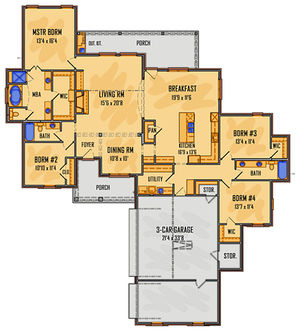 House Plan 41517 First Level Plan