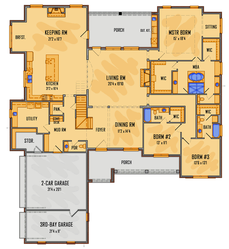 Contemporary European Southern Level One of Plan 41521