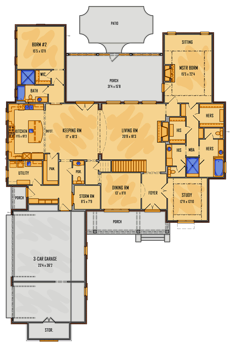 Contemporary Country Southern Level One of Plan 41528