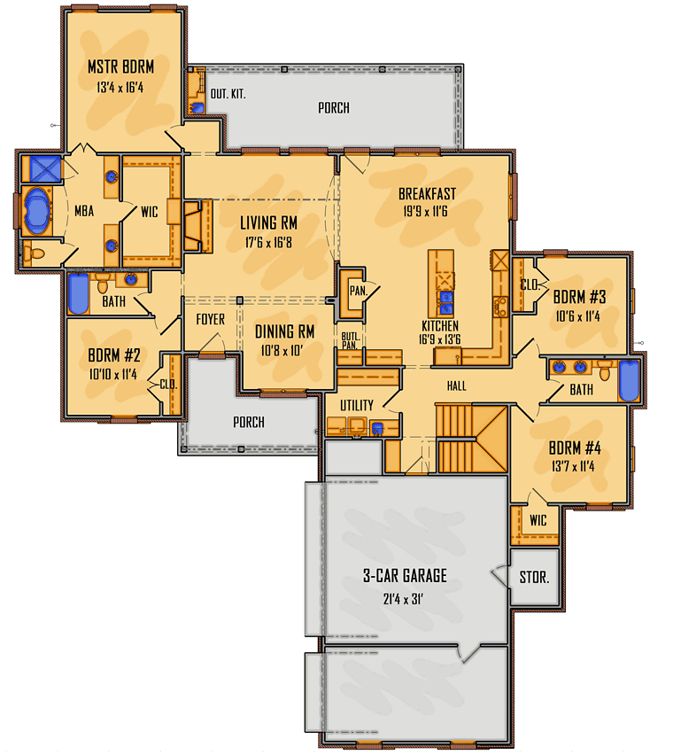 Colonial European Southern Level One of Plan 41534