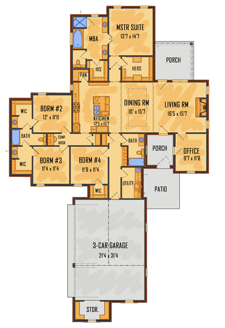 Country Southern Traditional Level One of Plan 41544