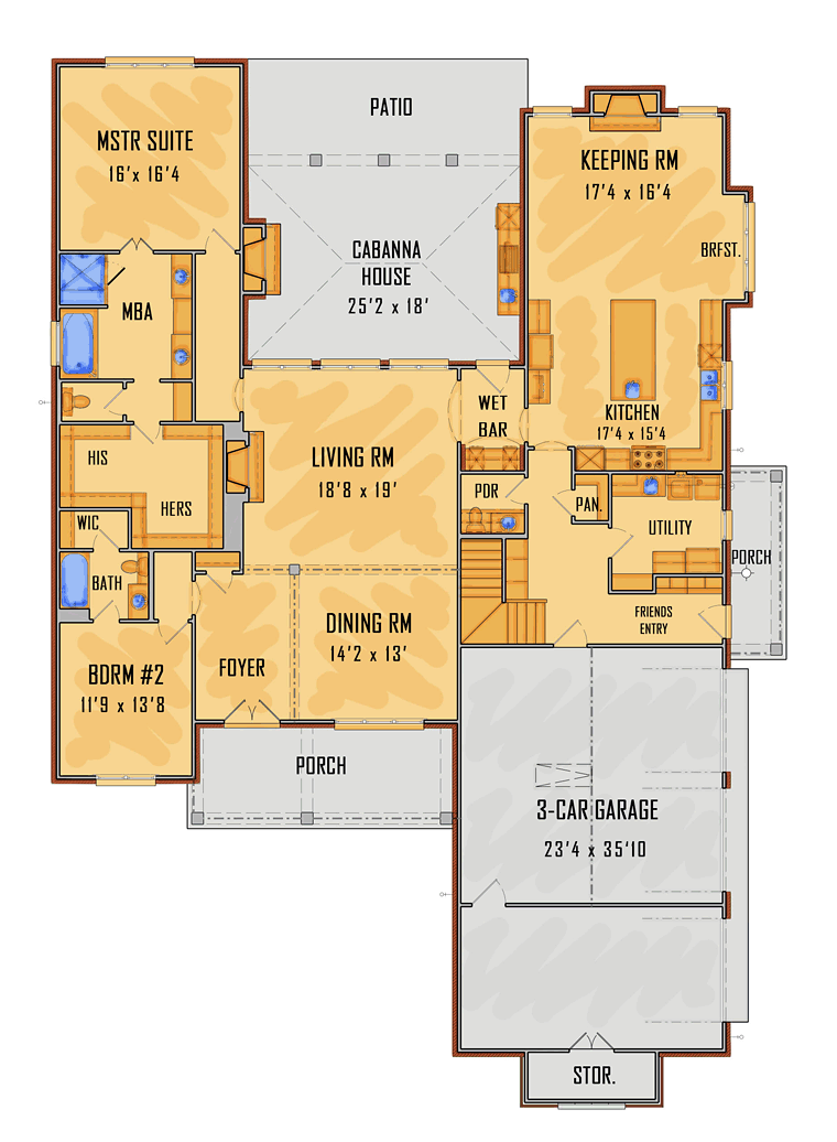 Colonial Country European Southern Traditional Level One of Plan 41547