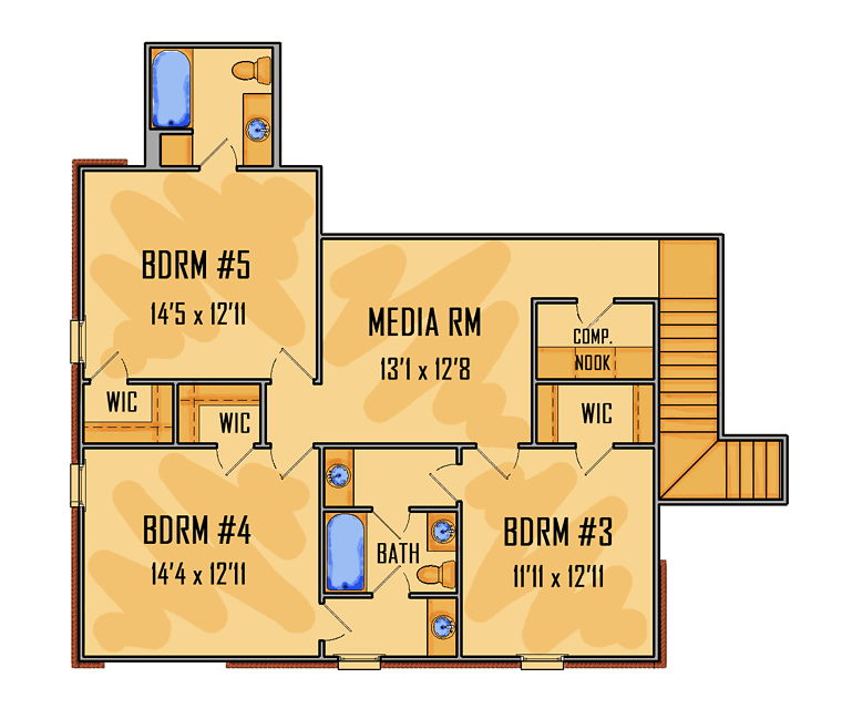 Colonial Country Craftsman European French Country Southern Level Two of Plan 41548