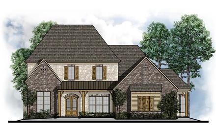 Colonial Country Craftsman European French Country Southern Elevation of Plan 41548