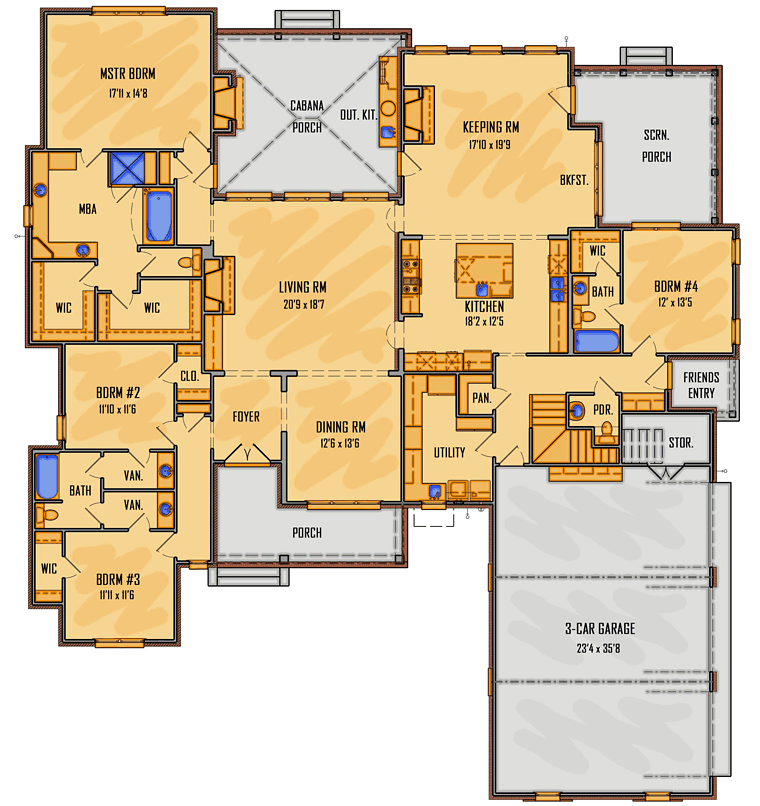 Country European French Country Southern Level One of Plan 41549