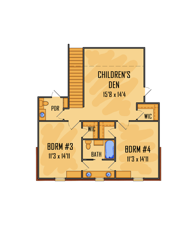 Colonial European French Country Southern Level Two of Plan 41553