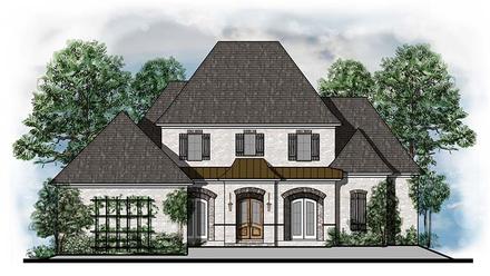 Colonial European French Country Southern Elevation of Plan 41553