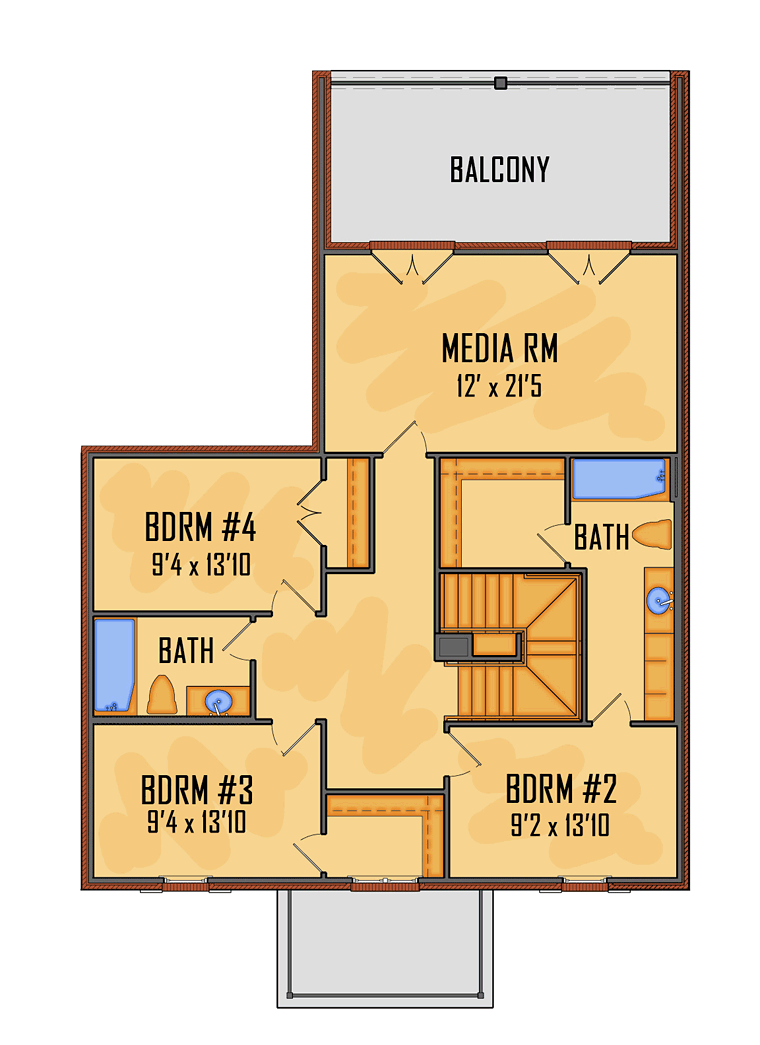 Colonial European French Country Southern Level Two of Plan 41571