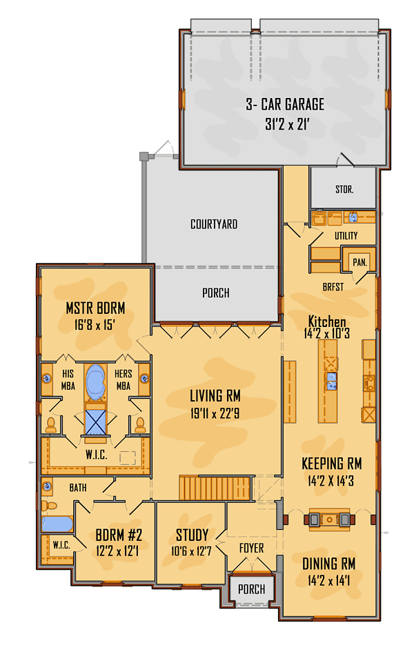 Colonial European Traditional Level One of Plan 41614