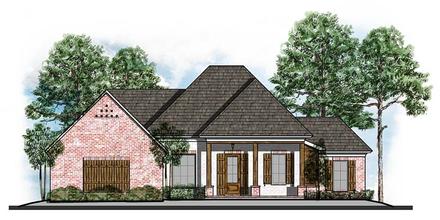 Country European Ranch Southern Elevation of Plan 41631