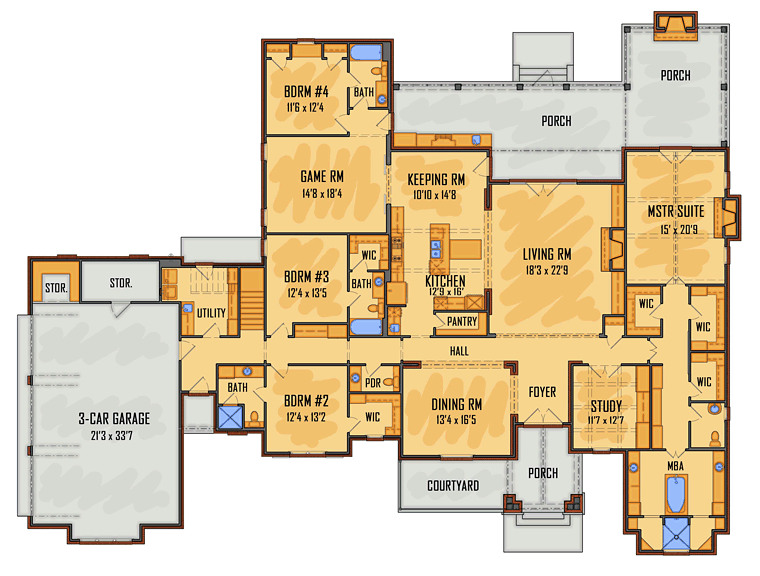 Craftsman European Traditional Level One of Plan 41634