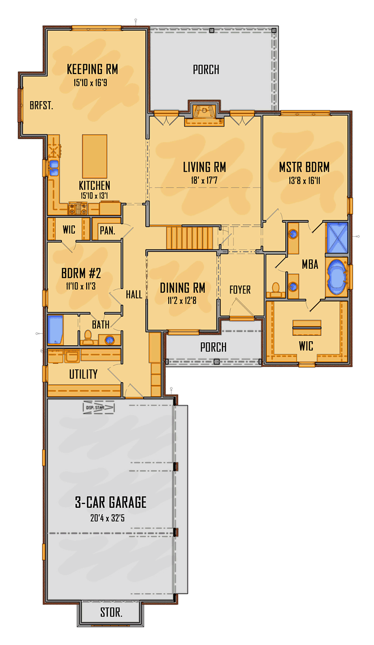 Cottage European Southern Level One of Plan 41641