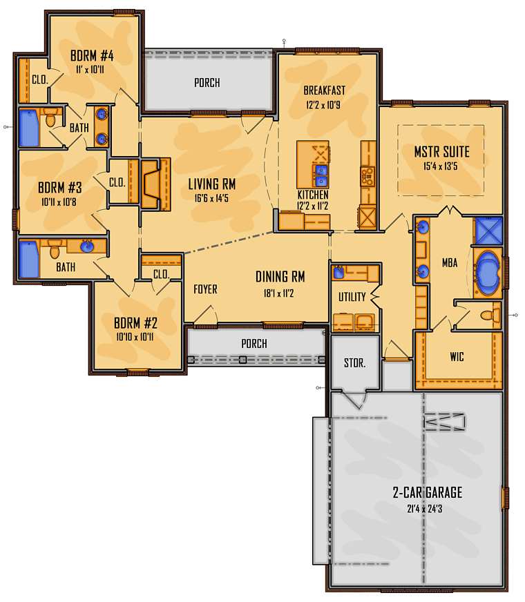 Southern Traditional Level One of Plan 41644