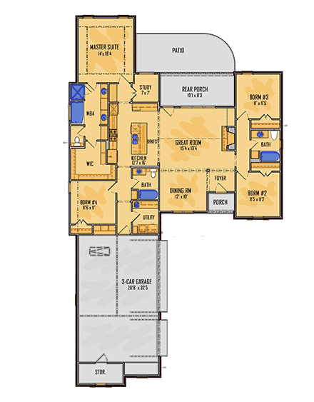 House Plan 41666 First Level Plan