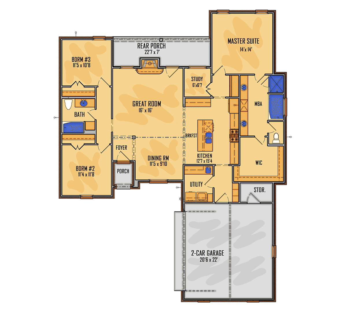 Country European Ranch Southern Southwest Traditional Level One of Plan 41667