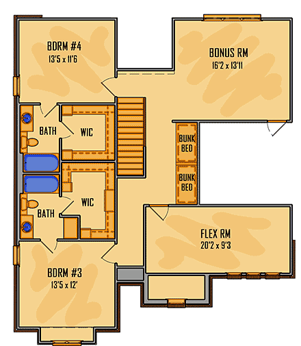 House Plan 41668 Second Level Plan