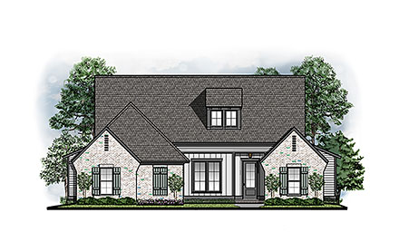 Country European Farmhouse Southern Traditional Elevation of Plan 41670