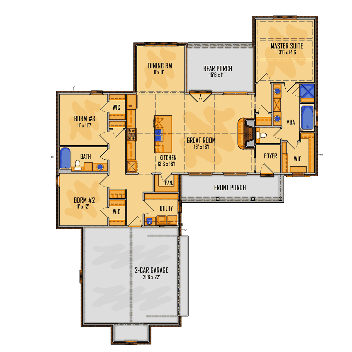 House Plan 41672 Level One