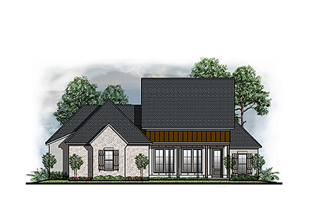 Contemporary Country Farmhouse Ranch Southern Southwest Traditional Elevation of Plan 41672