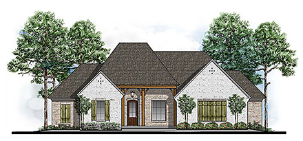 Country European Farmhouse Southern Traditional Elevation of Plan 41684