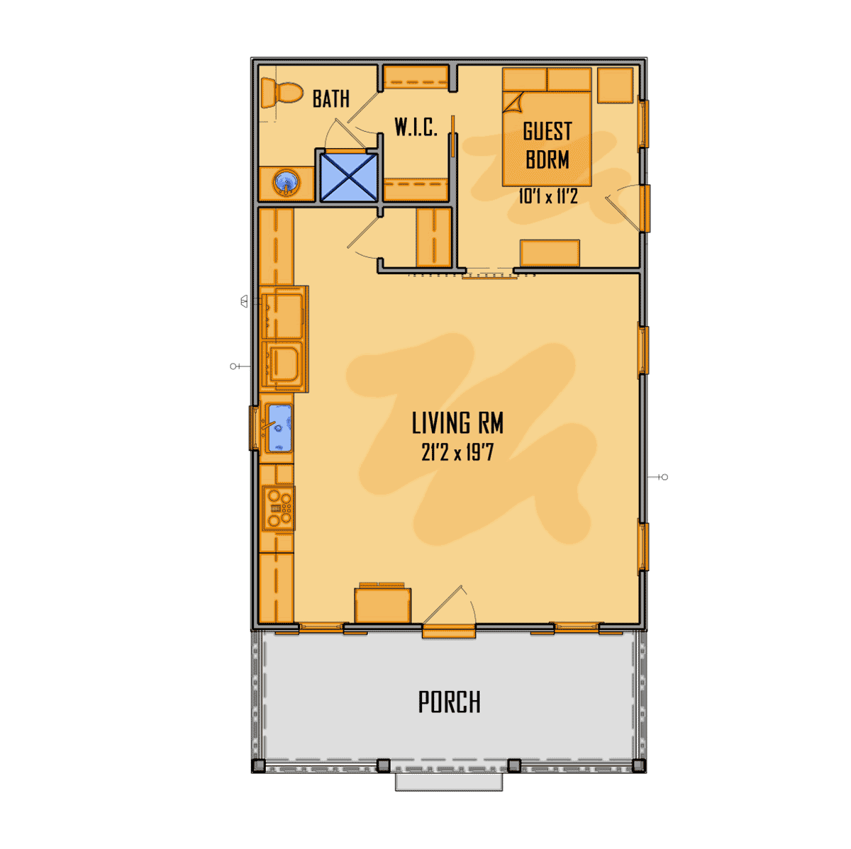 Bungalow Cabin Cottage Country Craftsman Southern Level One of Plan 41691