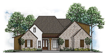 Country European Southern Southwest Elevation of Plan 41696