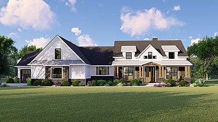 Country, Farmhouse, New American Style, Ranch House Plan 41800 with 3 Beds, 4 Baths, 3 Car Garage