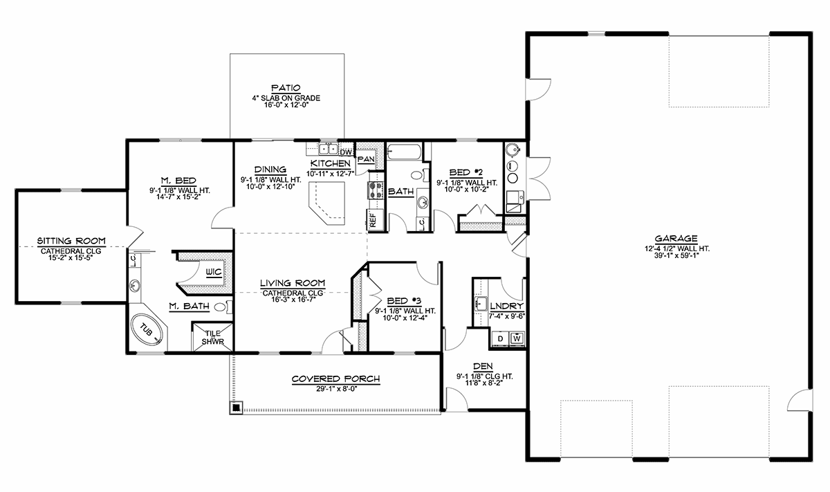 Country Craftsman Farmhouse Ranch Level One of Plan 41802