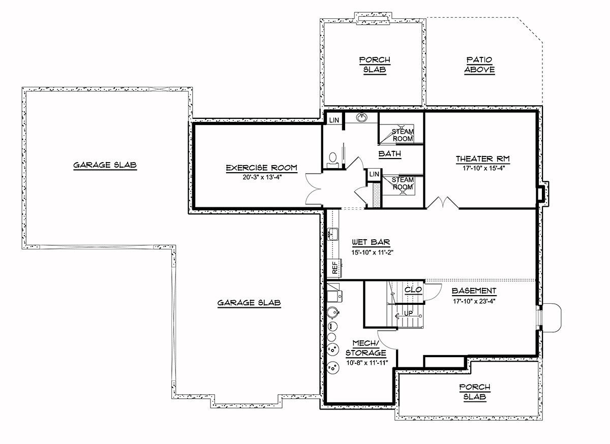 Country Farmhouse Lower Level of Plan 41803