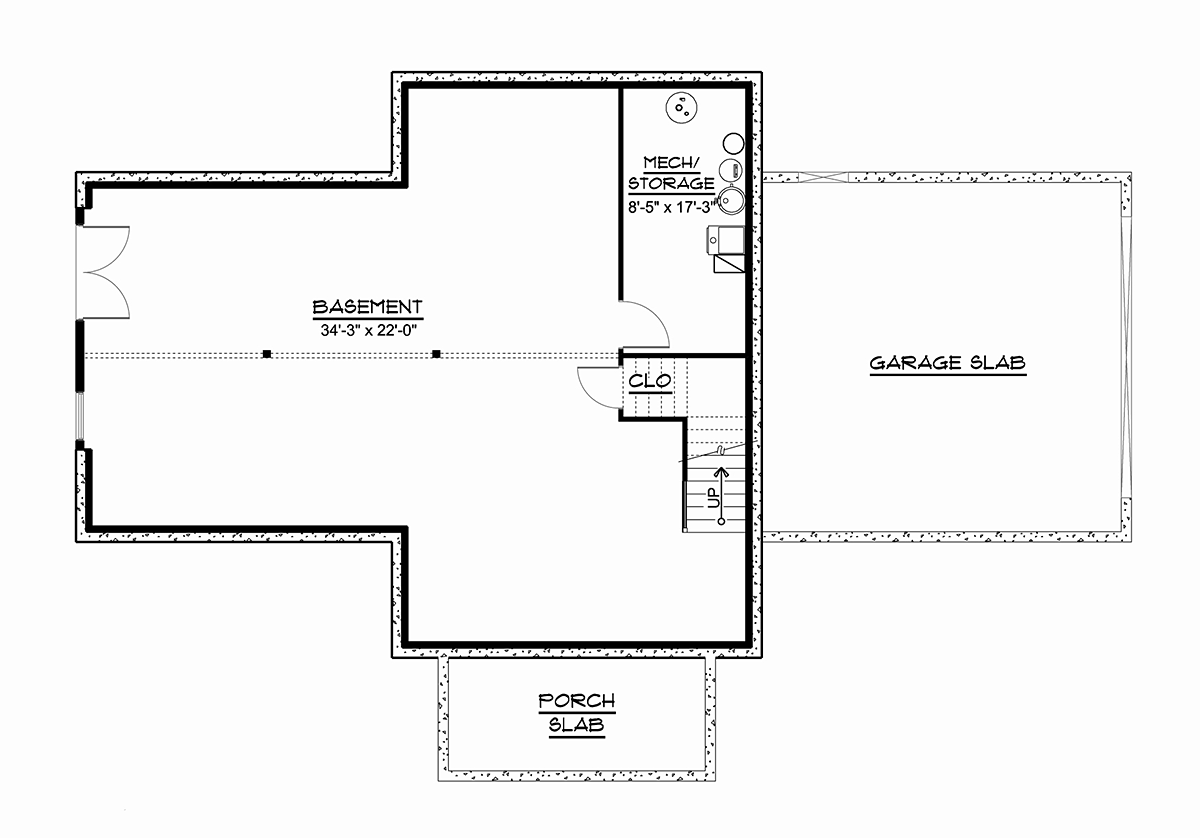 Cabin Cottage Country Craftsman Lower Level of Plan 41804