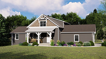 Cabin Cottage Country Craftsman Elevation of Plan 41804