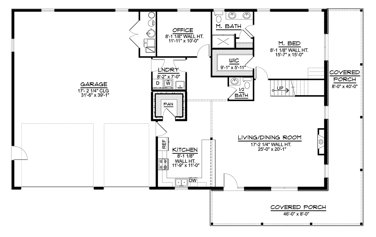 Barndominium Country Craftsman Farmhouse Level One of Plan 41805